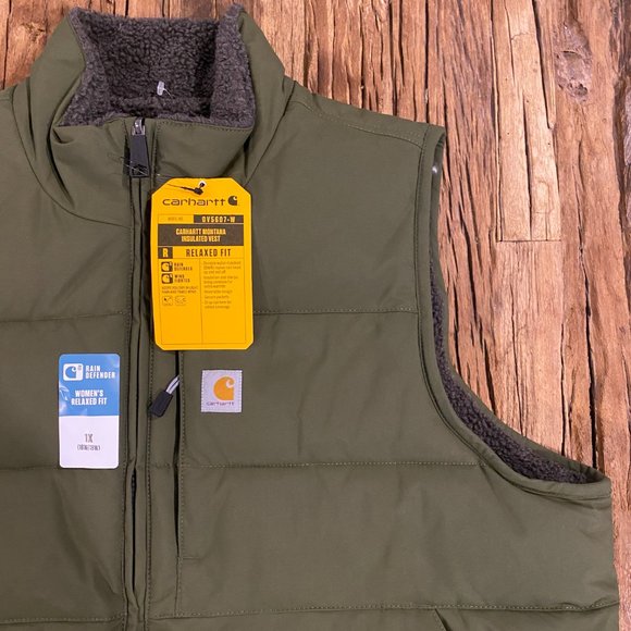 Carhartt Vest Womens 1X Olive Green Montana Sherpa Reversible 0V5607-W NEW* - Picture 4 of 9